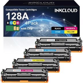 128A خراطيش الحبر بديل عالي العائد متوافق مع HP 128A CE320A CE321A CE322A CE323A لـ HP PRO CM1415FN CM1415FNW CP1525N CP1525NW الطابعة (Black Cyan Yellow Magenta ، 4-pack)