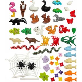 Animals Figures Building Block Pack, Jungle Forest Animals Bricks Accessories, City Zoo Parts and Pieces, MOC Toy Gift for Kids