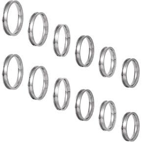 Fashewelry 12pcs الفولاذ المقاوم للصدأ الفولاذ المقاوم للصدأ حلقة الأساسية الحجم 7 ~ 12 أخدود حلقة إصبع الأخدود