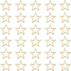 UniCraftale 30pcs 304 نجمة من الفولاذ المقاوم للصدأ تربط حلقات الإطارات الذهب الإطارات الموصلات موصل المجوهرات المعدنية روابط حبة قلادة للملحقات DIY المجوهرات