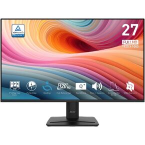 MSI PRO MP275 E2 27-inch IPS 1920 x 1080 (FHD) Gaming Office Monitor, 120Hz, Free-Synch, HDMI, DisplayPort, VGA Port, VESA Mountable, Tilt, Speaker, 4-Side Slim Bezel 1ms, Black