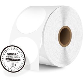 ملصقات ملصقات حرارية من Orgbro 2 بوصة ، ملصقات حرارية مستديرة ذاتية ، تصميم حراري مباشر للأعمال ، تصميم شعار DIY ، ملصقات مخصصة ، رمز QR ، 750 علامة/لفة ، لفة واحدة