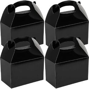 مطعم Bio Tek 8.5 × 4.8 × 5.5 بوصة الصناديق الجملونية لصالح الحفلات ، 25 صندوق هدايا جذاب - مع مقبض مدمج ، صناديق حظيرة للورق الأسود ، للأحداث أو الأطراف الخاصة