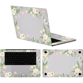 Colourful Translucent Sticker Skin Decal for 2024-2023 MacBook Air 15 M3 A3114 M2 A2941 Laptop Full Body ADC Three Sided Wrap Anti-Scratch Protective Cover（Floral Cluster）