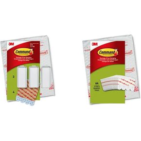 Command Large Canvas Hangers, Indoor Use, 3-Hooks, 4-Strips, Decorate Damage-Free & Poster Strips, Damage Free Hanging Poster Hangers, 64 White Adhesive Strips