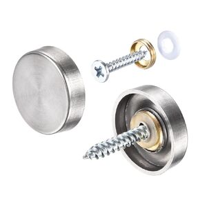 METALLIXITY Mirror Screws (19mm/0.75") 10Pcs, Decorative Cover Cap Nails Brushed - for Sign Advertising Hardware, Construction, Silver Tone