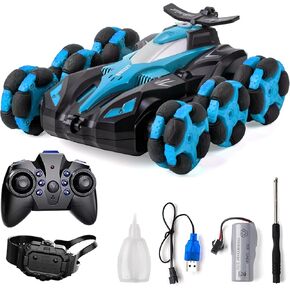 6WD All-Terrain Getture Sensing RC Stunt Car ، سيارة التحكم عن بُعد بالتحكم في اليد مع دوران 360 درجة ، بطارية 900 مللي أمبير في الساعة ، أضواء LED ، تأثيرات الدخان والموسيقى ، أفضل هدية للأعمار من 6 إلى 14 عامًا ، هدية مثالية لعيد الميلاد