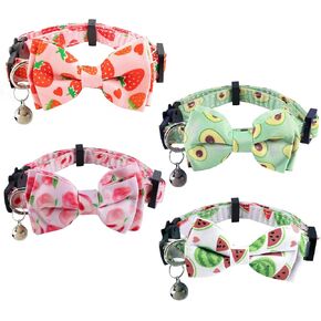 Framendino, 4 Pack Cat Bow Tie Collar with and Bell Breakaway Bowtie Adjustable Safety for Kitten