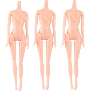 HEALLILY Pack of 3 Nude 26cm Plastic Flexible Rotation 12 Moveable Joints Doll Toy Doll Accessory Naked Body Dolls Toy Female Figure