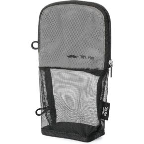 Mr. Pen- Cute Pencil Case Bagous ، Sit & Lay Mesh-View Design ، Black & Gray ، Interior Pocket & 2 Loats Binder Loops ، Desken Pencil Dase for Girls and Boys