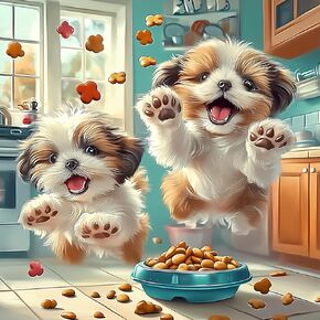 Ceovr Dog Diamond Painting Kits للبالغين ، Pupies Little Diamond Art Dots 5D Full Drill Diy Animal Gem Art ، Chole Crafts Kits Arts and Carps ، Decor
