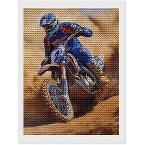 Teermllqwa Diamond Art Painting Kits للبالغين ، فني الماس Man Motocross Diamond Art ، 5D Diamond Art Paint Atties for Home Wall Decord 12x16inch