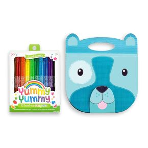 OOLY Carry على طول كراسة Sketchbook - Dog & Lamemy Twist Up Crayons Proom ، مجموعة من 10 تلوين للأطفال مع روائح الفاكهة