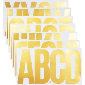 21 Sheets 6 Inch Golden Letter Stickers, Self Adhesive Vinyl Capital Alphabet Punctuation Stickers for Mailbox, Crafts, Notice Boards - Gold
