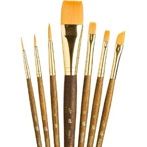 الذهب الذهب Taklon Value Value Brush Set-7/PKG