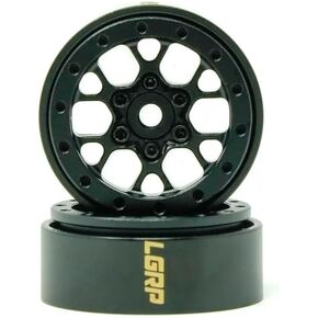 Little Guy Racing Parts Torq Series 1.0 Beadlock Wheels متوافقة مع 1/24 RC AXIAL SCX24 ، RGT ، Element ، Enduro ، Uruav ، ساتان أسود ، 28 مم (1.1 ") × 31 مم × 13 مم (4 عجلات لكل ترتيب)