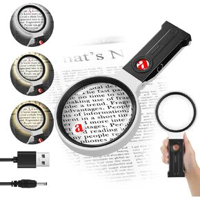 Magnifying Glass with Lights, 40X 30X 10X Handheld Folding Magnifier with Light and Stand, 3 Color Modes Magnifying Glass for Reading Small Prints, Seniors