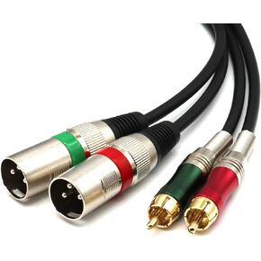 SiYear 15FT XLR Male to 2 x Phono RCA Plug Adapter Y Splitter Patch Cable, 1 XLR Male 3 Pin to Dual RCA Male Plug Stereo Audio Cable Connector(4.5M)