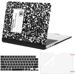 MOSISO Compatible with MacBook Air 13 inch Case 2025 2024 2023 2022 M4 A3240 M3 A3113 M2 A2681, Plastic Composition Book Hard Shell&Keyboard Cover&Screen Protector for MacBook Air 13.6 inch Case,Black