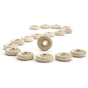 1" inch Wooden Toy Wheel, 5/16" inch Thick - 1/4" inch Hole | 50 Pack