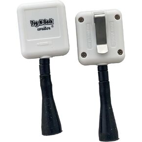 Pencil Pull, Tug-N-Back, Retractable Holder for Writing Instruments, Interchangeable Adapters, Accessory, Slideclip, 1.5" square, 48" string (TNB6- metal slideclip)