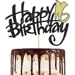 1 حزمة 15th كعكة عيد ميلاد الذهب الأسود ， البريق في الضوء. لوازم حفلات عيد الميلاد للأطفال أو البالغين (15)