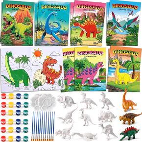 60pcs Dinosaur Party Favors Kit 12 Dino Colling Books 12 Dino Model Figure