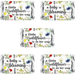 60 Wildflower Baby Shower Mini Candy Bar Wrapper ، Baby in Bloom ، Minuring Minuitures Chocolate Candy Bar Decortings ، Noty Not Shipper. صنع في الولايات المتحدة