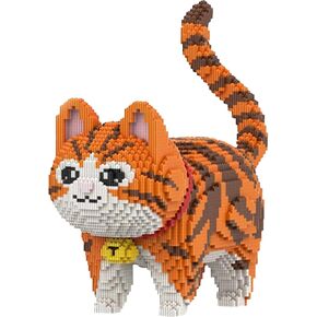 DAHONPA Animal Cat Micro Building Blocks Set（6665Pieces）, Orange Striped Cat Creative Decor, Gift for Adults and Kids
