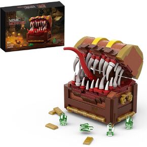 سلسلة ألعاب Mimic Treasure ، Dice Chest Storage Box مجموعات لبنة ، طراز Monster Game Monster ، مجموعة ألعاب التجميع للمشجعين صديق العمر 6-14 ، ديكور عيد الهالوين (330 PCS)