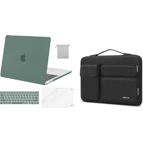 MOSISO Compatible with MacBook Pro 13 inch Case M2 2024, 2023, 2022-2016 A2338 M1 A2251 A2289 A2159 A1989 A1708 A1706, Plastic Hard Shell&Keyboard Cover&Screen Protector&Pouch&Bag,Midnight Green&Black