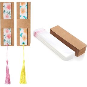 Set of 50 Kraft Bookmarks Sleeves Cover, 50pcs Resin Holder Blank Sleeves for Bookmark Wrapping Versatile Display Cards for Jewelry and Crafts