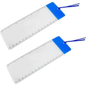 Magnifier Bookmark 2PCS Blue MagnifyingFresnel Lens Bookmarks with 6Inch Ruler