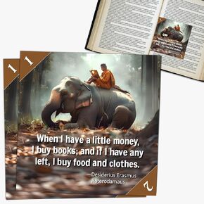 Bookmarks – Set of 2 | Man Reading Book On Elephant | Line-Marking Bookmark for Book Lovers | Smart Gift for Readers, Writers, Students & Lit Fans | Patented, Made in USA