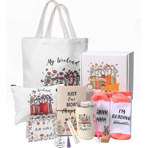 Blosssound 11 PCS Book Lovers Gift for Women Higds Higds Cheargination تشمل القارئ حقيبة مكياج مكياج معزولة