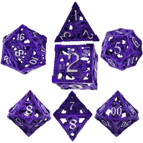 Hollow Metal DND DICE Set/Dungeons and Dragons Accessories/D و D Dice Starter Kit/Role Play Game Dice/Dragon Dice Game Set D&D/D4 D8 D10 D12 D20 (Dragon Green)