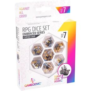 GameGenic احتضنت سلسلة RPG DICE SET | مجموعة من 7 زهر في مجموعة متنوعة من الأحجام المصممة لألعاب لعب الأدوار | نرد الراتنج الجودة الممتازة مع تصميم السفينة الملعون الفريد | صنع من قبل GameGenic