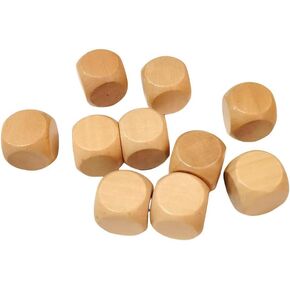 10 أجهزة كمبيوتر نرد خشبية ، مستديرة زاوية مكعب 6 جوانب فارغة نرد DICE DIY Graffiti Dice Crafts Toy Dice Board Game Party Supplies Dice Dice (1.8 سم)