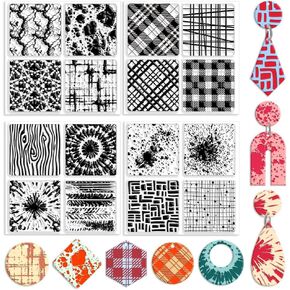 CHGCRAFT 4 Pcs 4 Styles Wood Print Polymer Clay Texture Sheets Marble Silicone Texture Stamp Clay Texture Mat Modeling Pattern Pad Texture Sheets for Making Earrings Jewerly, 5.5x5.5 inch