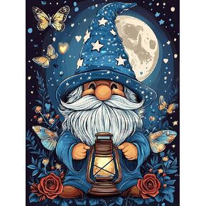 VAIIEYO 5D DIY Diamond Art Kits for Adults Gnome, Diamond Painting Cartoon, Paint by Numbers Full Drill Round Rhinestone Craft Canvas for Home Wall Decor Gift 12x16 inch-6