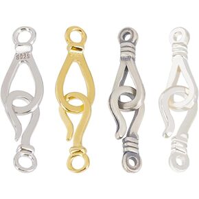 Ph Pandahall 4 مجموعات 925 Clasps Sight Silver Clasps 4 ألوان مشابك مجوهر