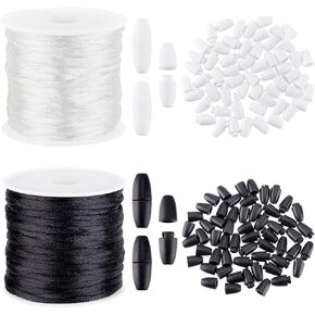 ph pandahall الانفصالي المشابك للحبل ، 60pcs 24 ملم حبة أسود/أبيض موصل برميل الإغلاق قفل المشبك السلامة مع 2 مم × 21.8 سلك سلك سوار قلادة DIY حبل الحبل المجوهرات