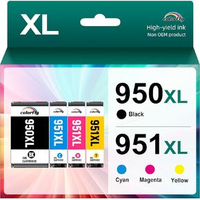 950 951XL خرطوشة الحبر المتوافقة مع HP 950XL 951XL حبر خراطيش حزمة التحرير والسرد مع HP OfficeJet Pro 8600 8610 8620 8100 8630 8660 8640 8615 (Black ، Cyan ، Yellow ، Magenta ، 4 Pack)