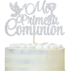 Mi Primera Comunion Cake Topper ، ديكور كعكة المعمودية الإسبانية للأطفال ، بالتواصل المقدس الأول ، بارك الله في هذا الطفل ، اللوازم ديكورات حفلة عيد الميلاد الأولى للطفل.