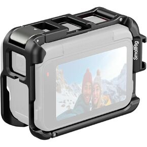SmallRig Aluminum Frame Cage for Insta360 X3, Protective Case for Insta 360 X3, with 1/4" Threads, Cold Shoe Mount, Folding Fingers, Silicone Lens Cap - 4088B