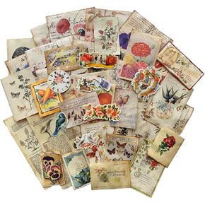 Junk Journal Vintage Botanical Botanical ، ورقة مصنوعة من القهوة المصنوعة يدويًا للاختراق ، مستلزمات DIY ذات الطابع الطبيعي.