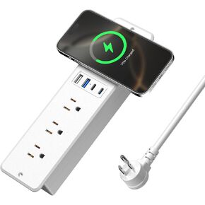 8 في 1 شريط طاقة راحة مع شاحن لاسلكي 15 واط ، 20 واط شحن سريع الشحن ، قم بتوصيل 3 منافذ AC و 4 منافذ USB Flush Mount ، سلك 6 قدم in Kuwait