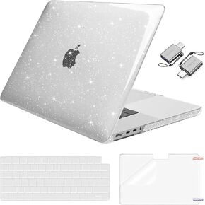 Moseso متوافق مع MacBook Pro 16 بوصة Case 2025 2024 2023 2022 2021 M4 M3 M2 M1 A3403 A3186 A2991 A2780 A2485 Pro Max ، Farkly Glitter Hard Shell & Keyboard Film & Type C ، Radparent