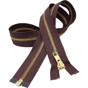 YKK 26" Medium Weight Jacket Zipper YKK #5 Brass ~ Separating ~ 570 Brown (1 Zipper/Pack)