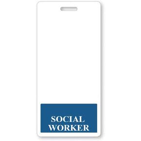 Social Worker Badge Buddy - Vertical Badge Buddies for Social Workers - Spill & Tear Proof Cards - 2 Sided USA Printed Quick Role Identifier ID Tag Backer by Specialist ID